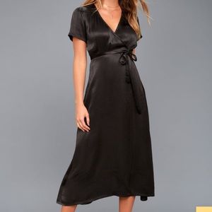 NWT Billabong black wrap midi dress